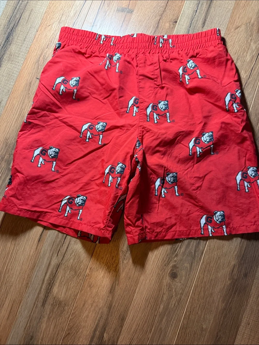 Red Bulldog Print Boy’s Swim/Beach Shorts
